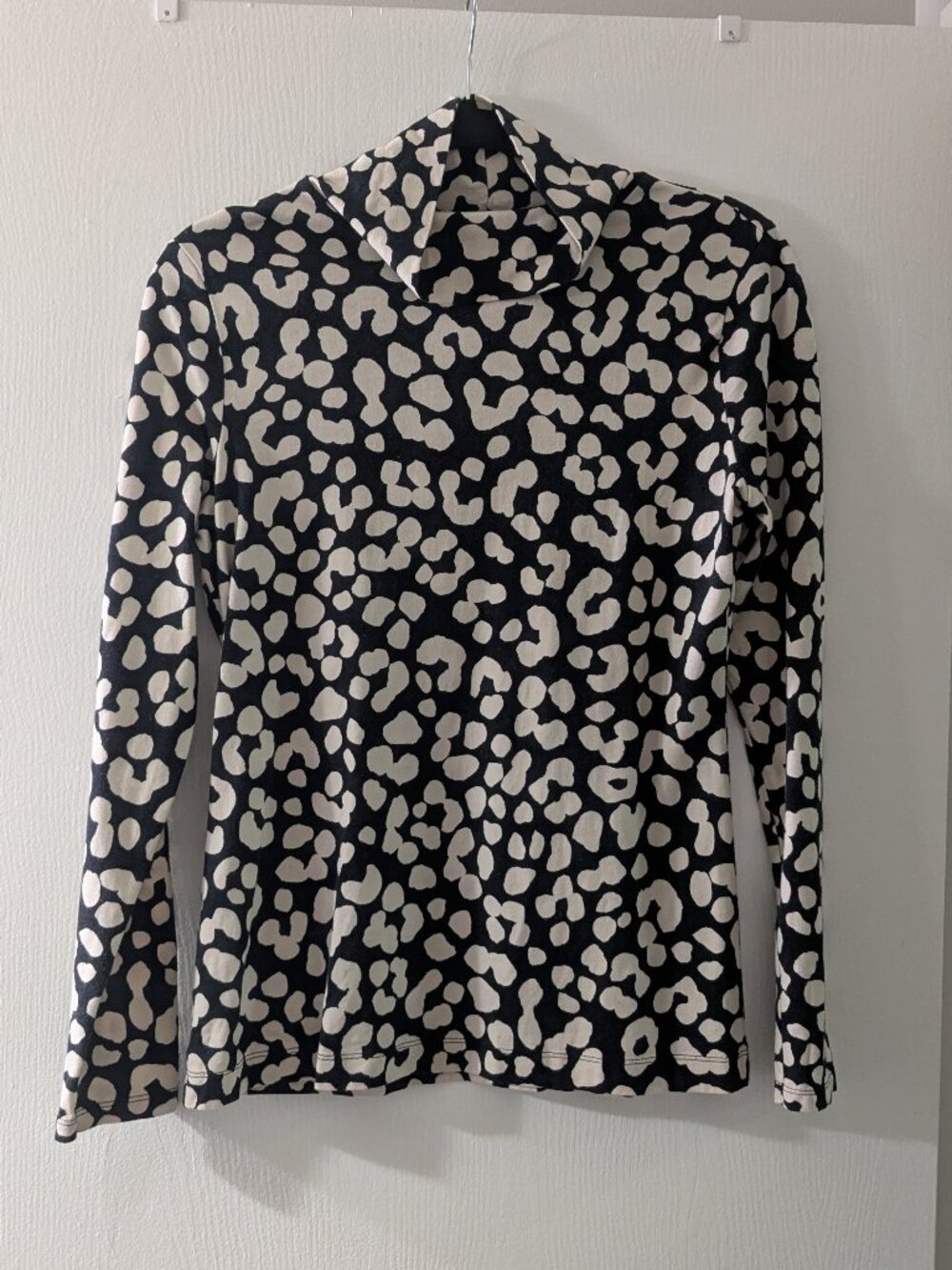 Ann Taylor Animal Spotted Mock Neck Top Medium